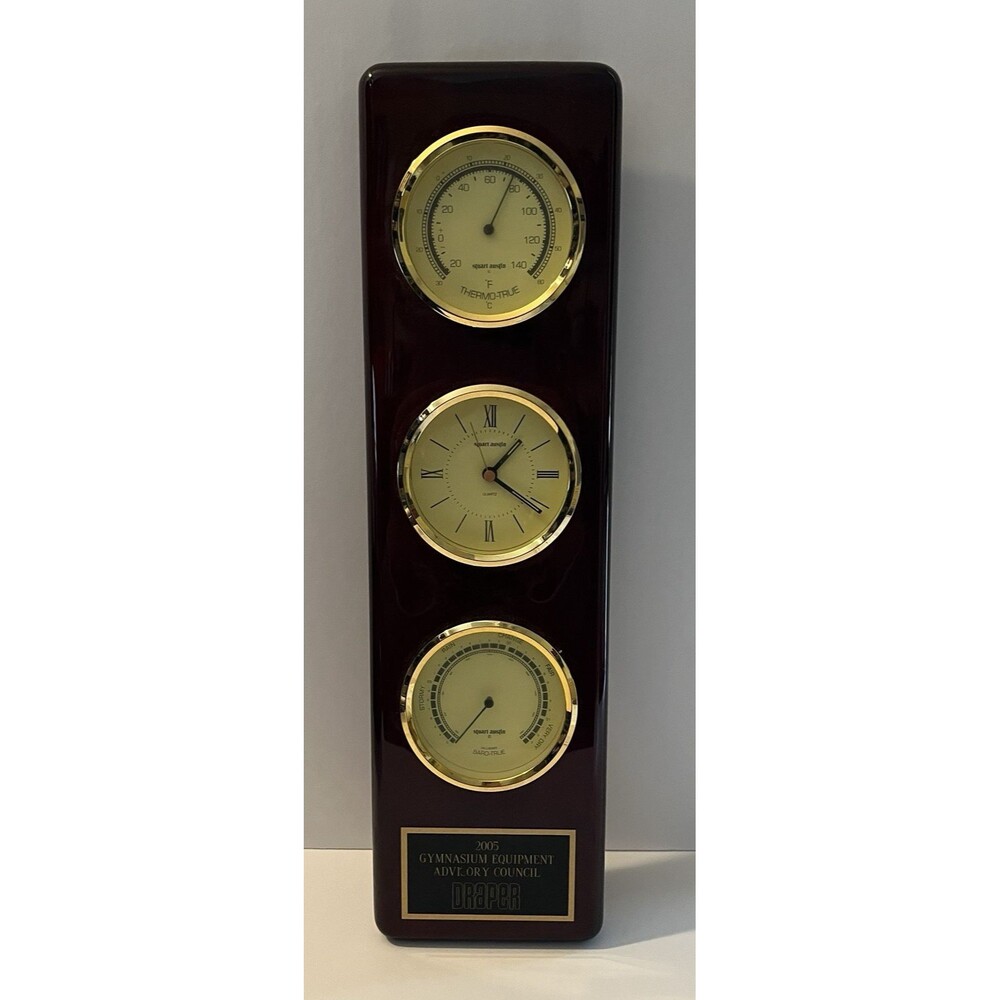 Stuart Austin Barotrue Thermotrue Clock Weather Award Plaque Hardwood Wall Mount